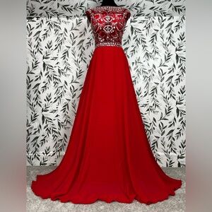 Prom Evening Gown Beaded Bodice Chiffon Mother Of The Bride Wedding Size S NWT D